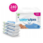 WaterWipes Bio, lingettes humides, eau, dès la naissance, 4 x 60 pcs