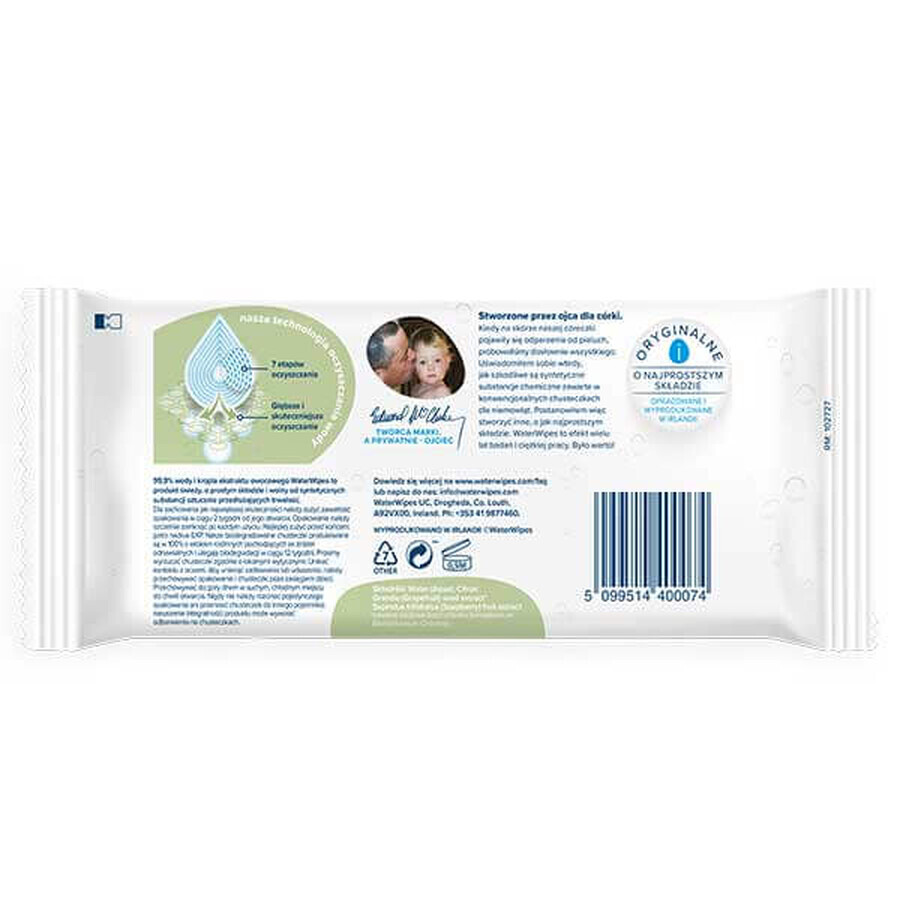 WaterWipes Soapberry Bio, toallitas húmedas, agua con extracto de soapberry, desde el nacimiento, 60 unidades