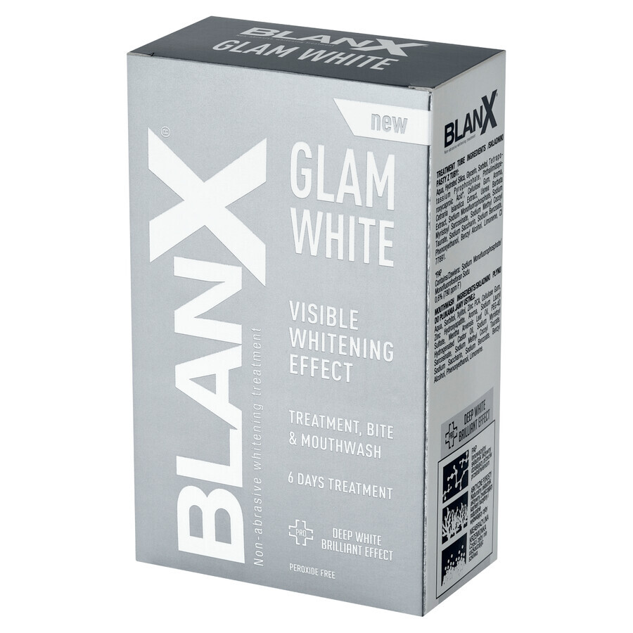 BlanX Glam White, teeth whitening system for 6 days, toothpaste, 40 ml + mouthwash, 6 sachets