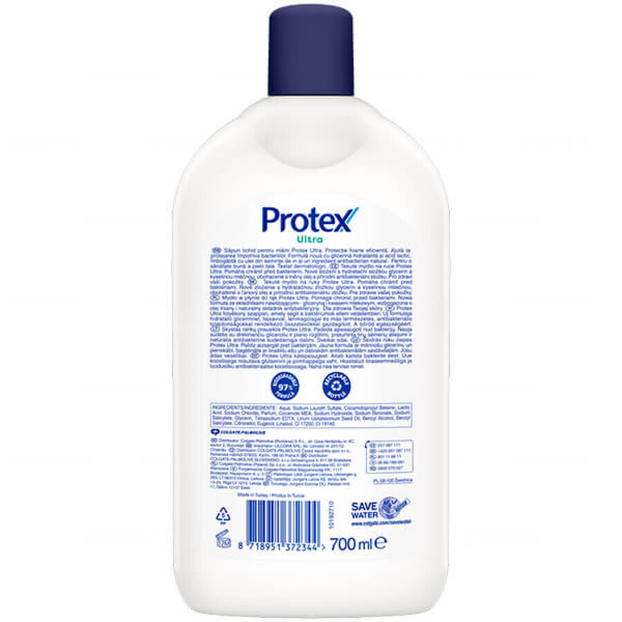 Protex Ultra, jabón líquido, antibacteriano, recambio, 700 ml