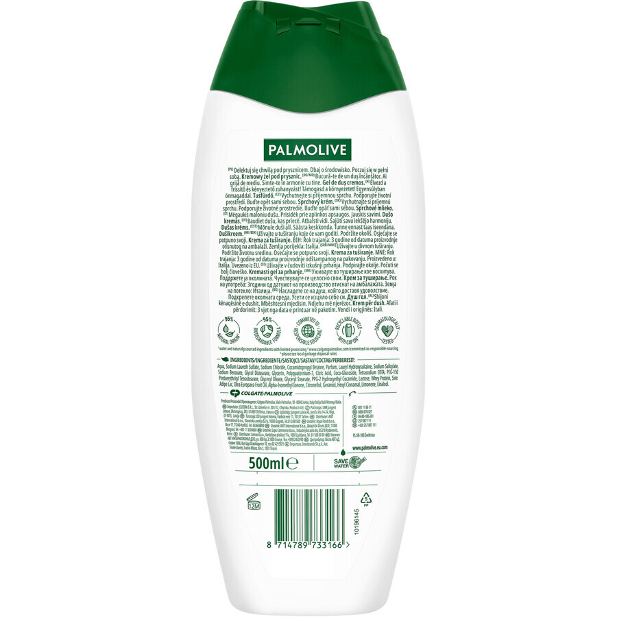 Palmolive Naturals, gel de duș cremos, măsline și lapte, 500 ml