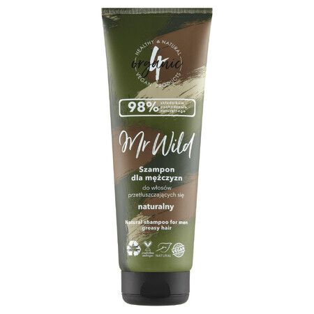 4Organic Mr Wild, shampoo naturale per capelli grassi da uomo, 250 ml