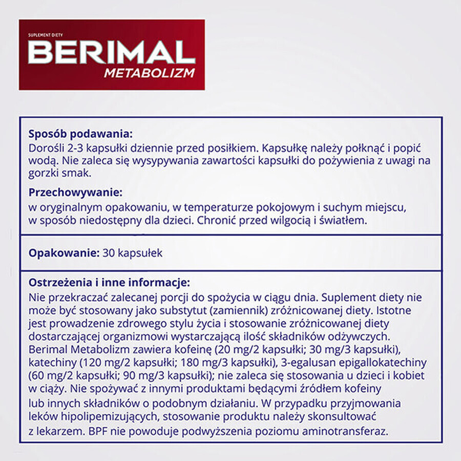 Berimal Metabolisme, 30 capsules