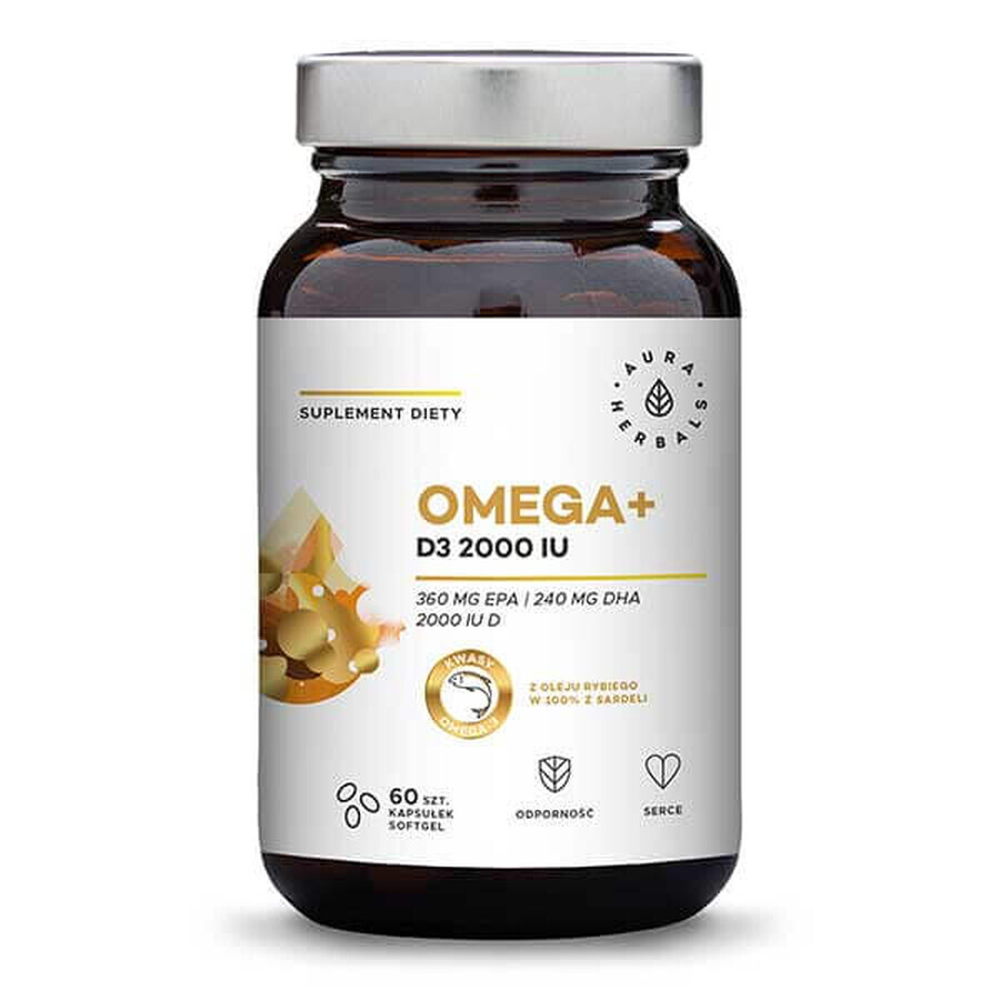 Aura Herbals Omega + Vitamine D3 2000 IE, 60 capsules 