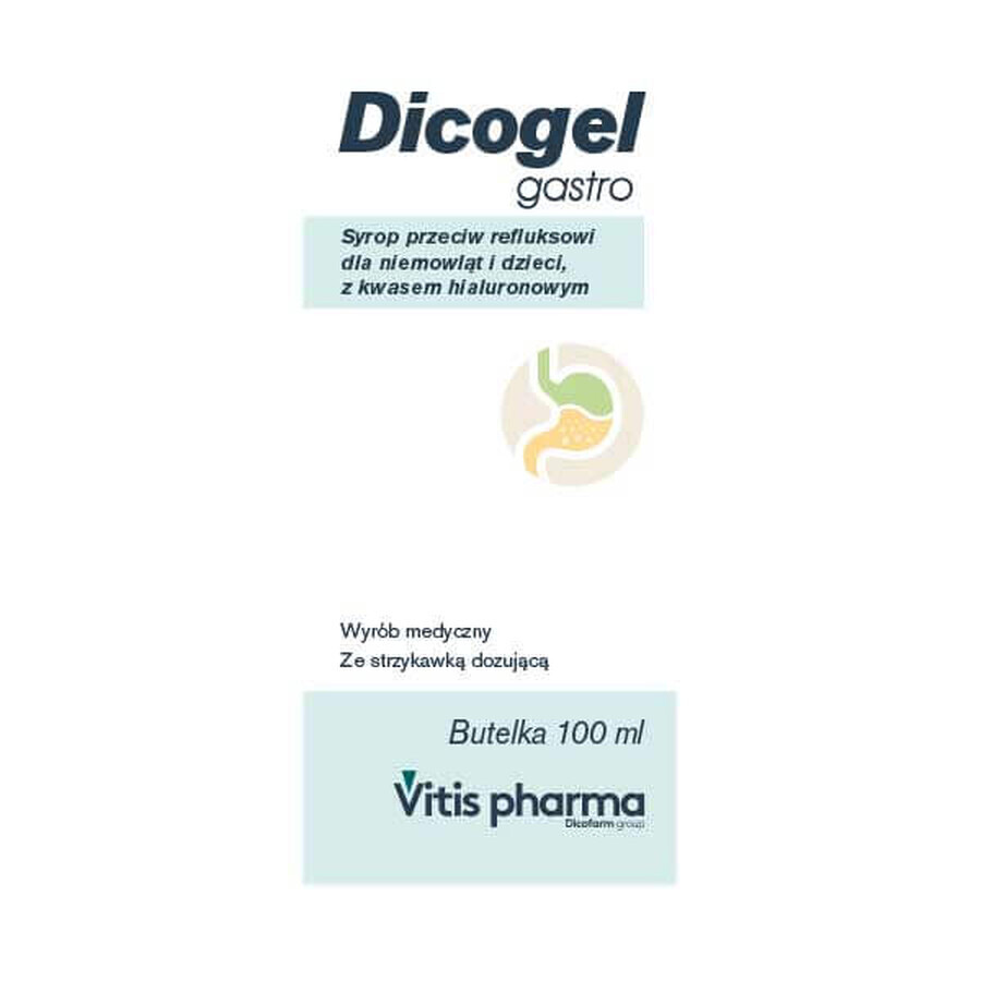 Dicogel Gastro, siroop tegen reflux, voor zuigelingen en kinderen, 100 ml