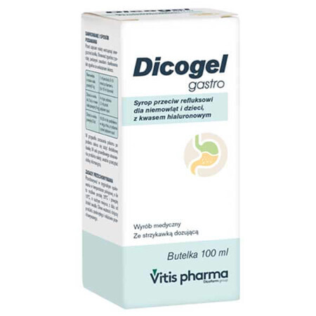 Dicogel Gastro, siroop tegen reflux, voor zuigelingen en kinderen, 100 ml