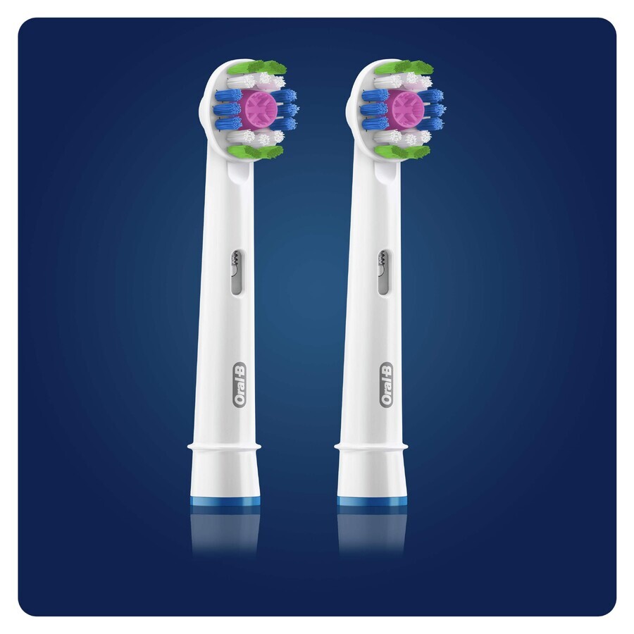 Oral-B 3D White, punte di ricambio per spazzolino elettrico Clean Maximiser, EB 3DW 18-2 N, 2 pezzi