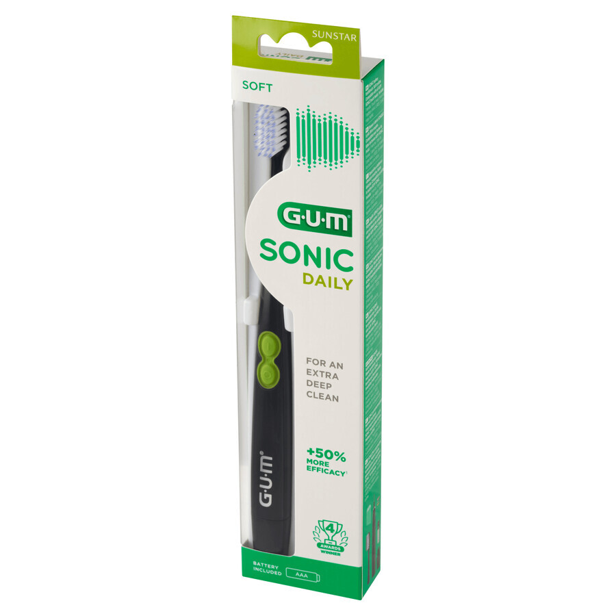 Sunstar Gum Sonic Daily, brosse à dents sonique, noire, 1 pièce