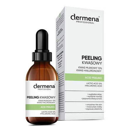 Dermena Professional, Säurepeeling Milchsäure 10% + Hyaluronsäure, alle Hauttypen, 20 ml 