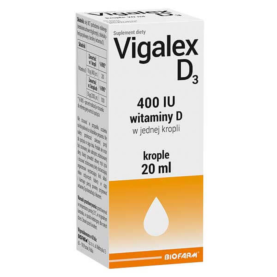 Vigalex D3, vitamine D 400 UI, gouttes, 20 ml