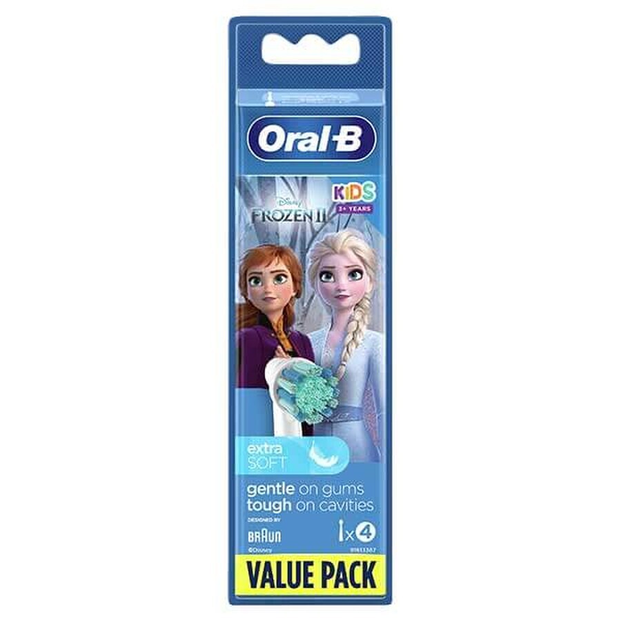 Oral-B Kids Stages Power, cabezales de cepillo de dientes eléctrico, Frozen EB10s-4, más de 3 años, ultrasuave, 4 piezas