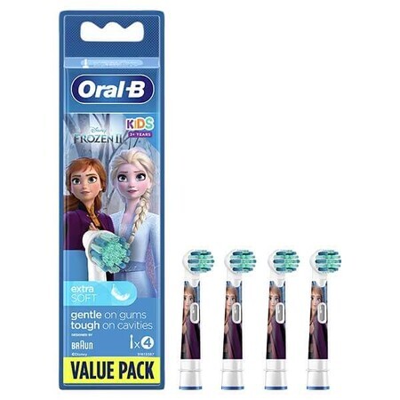 Oral-B Kids Stages Power, cabezales de cepillo de dientes eléctrico, Frozen EB10s-4, más de 3 años, ultrasuave, 4 piezas