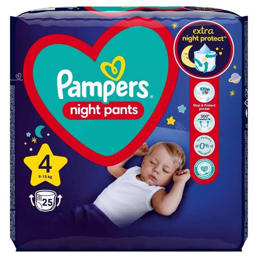 Pampers Night Pants, pannolini, taglia 4, 9-15 kg, 25 pz.