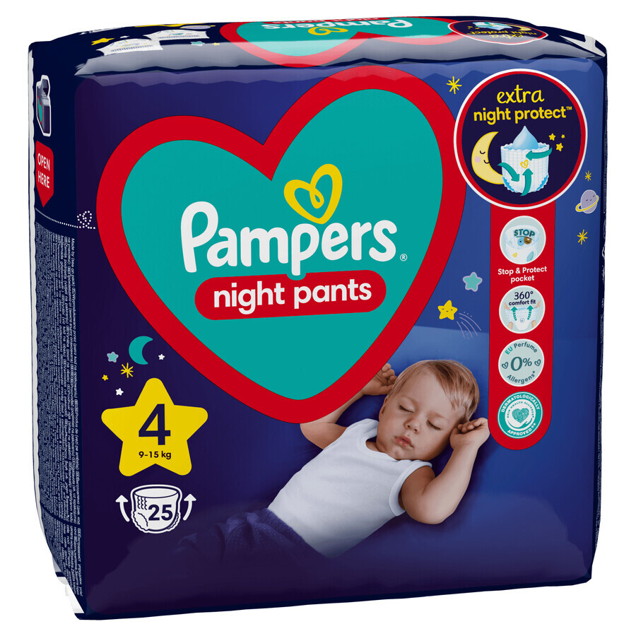 Pampers Night Pants, pannolini, taglia 4, 9-15 kg, 25 pz.