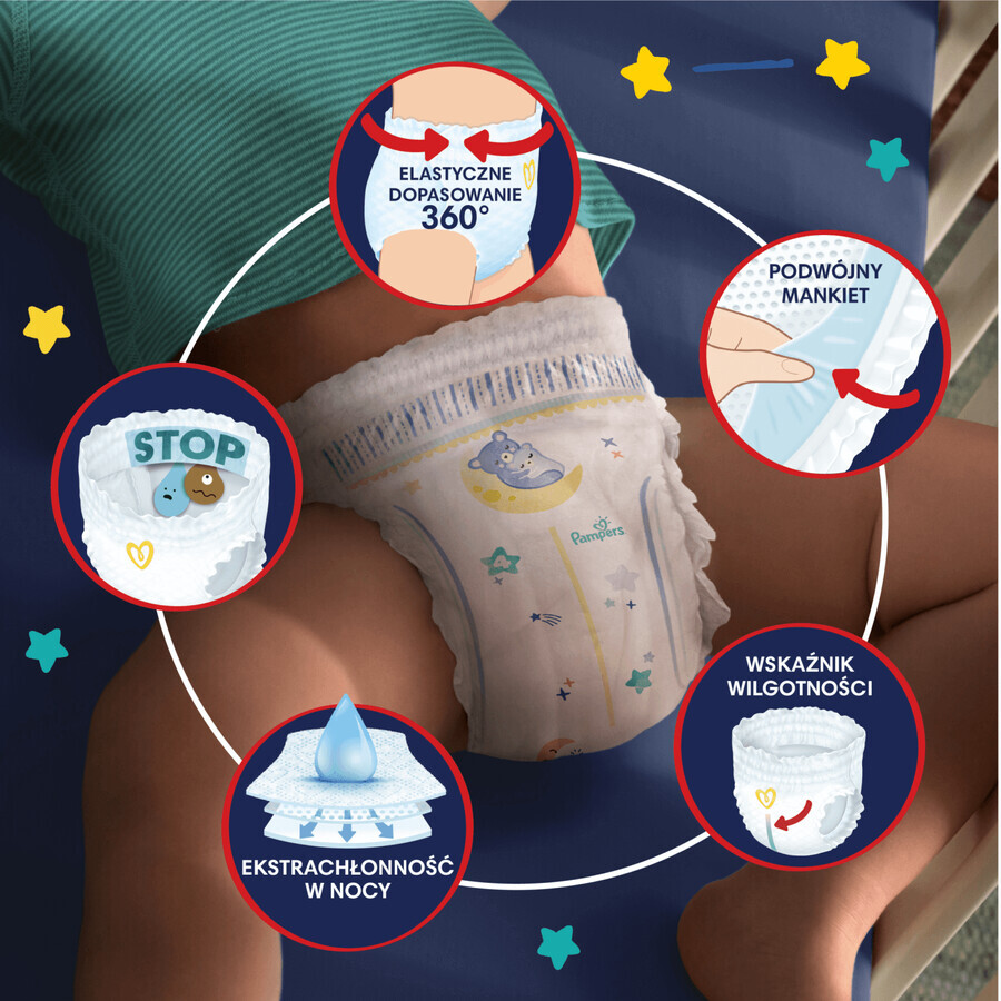 Pampers Night Pants, couches, taille 6, 15+ kg, 19 pcs