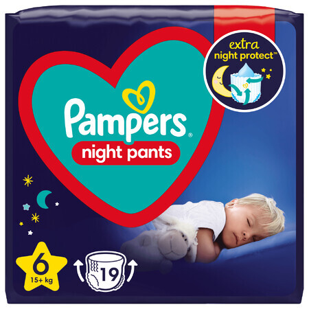 Pampers Night Pants, couches, taille 6, 15+ kg, 19 pcs