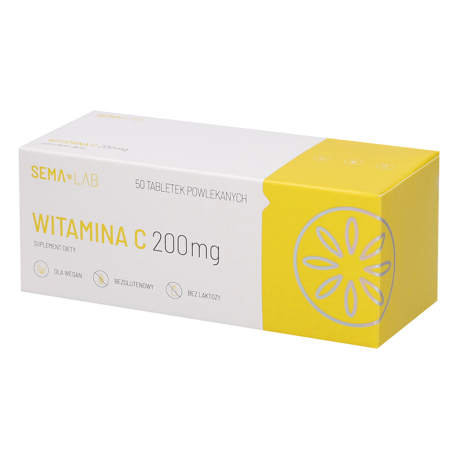 SEMA Lab Vitamin C 200 mg, 50 film-coated tablets