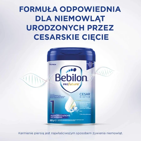 Bebilon Profutura CesarBiotik 1, mleko początkowe, od urodzenia, 800 g: ceny i cechy