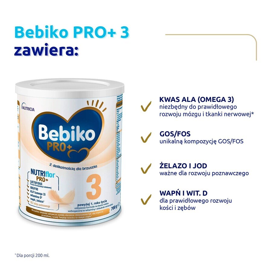 Bebiko Pro+ 3 Nutriflor Pro+, aangepaste melk, ouder dan 1 jaar, 700 g