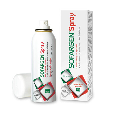 Sofargen Spray, spray in poedervorm voor oppervlakkige wonden, 125 ml