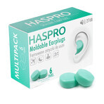 Haspro, gegoten oordopjes, mint, 12 stuks