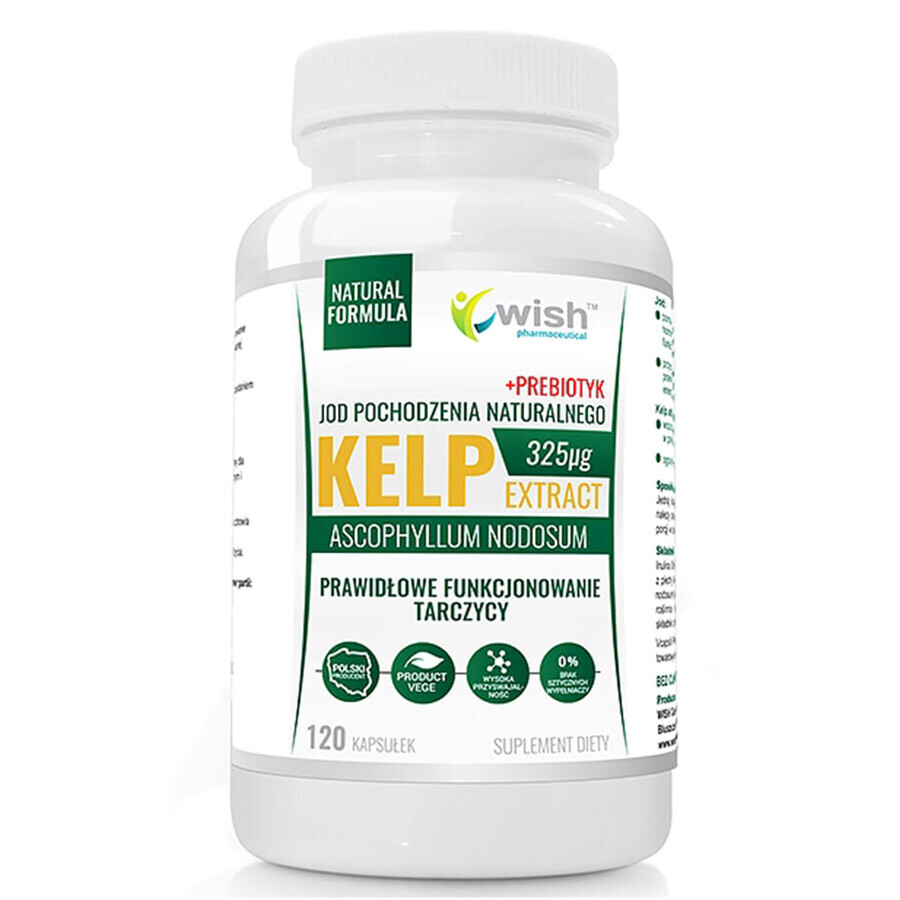 Wish Kelp Extract, jodium 325 µg + prebiotica, 120 capsules