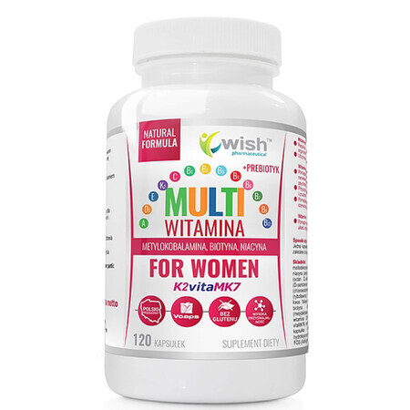 Wish Multivitamine voor vrouwen K2vitaMK7, 120 capsules