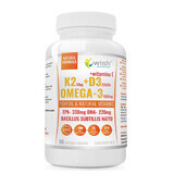 Wish K2 50 µg + D3 2000 IU + Omega-3 1000 mg + vitamin E, 90 soft capsules