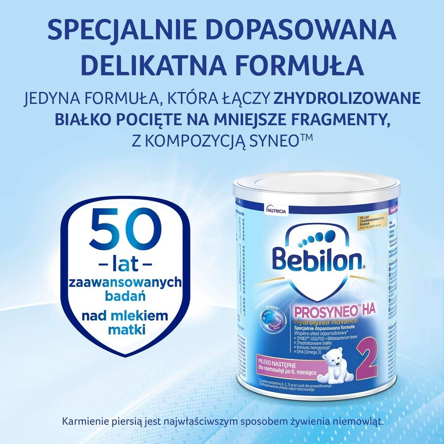 Bebilon Prosyneo HA Hidrolizat Advance 2, lapte de continuare, după 6 luni, 400 g