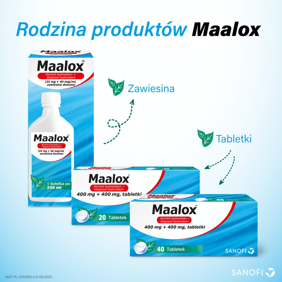 Maalox (35 mg + 40 mg)/ml, oral suspension, 250 ml