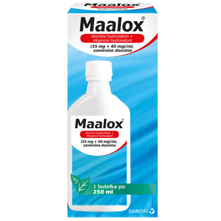 Maalox (35 mg + 40 mg)/ml, oral suspension, 250 ml