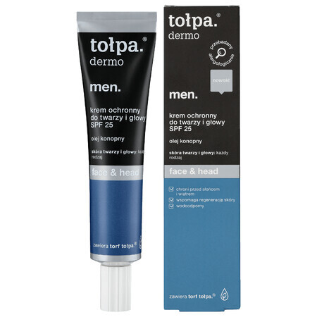 Tolpa Dermo Men Face &amp; Head, Schutzcreme für Gesicht und Kopf, SPF 25, 40 ml