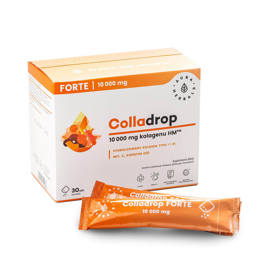 Aura Herbals Colladrop Forte Collageen 10000 mg, 30 sachets