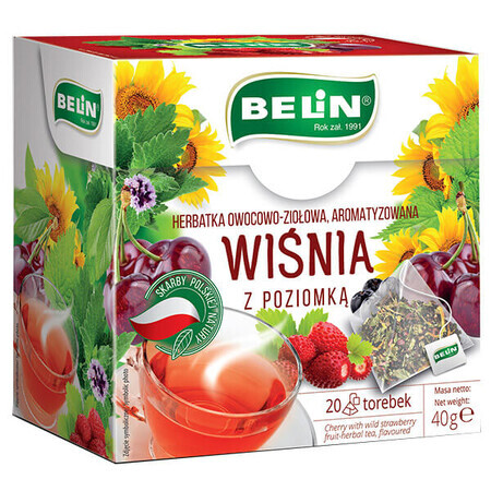 Belin Kers met aardbei, fruit- en kruidenthee, gearomatiseerd, 2 g x 20 builtjes