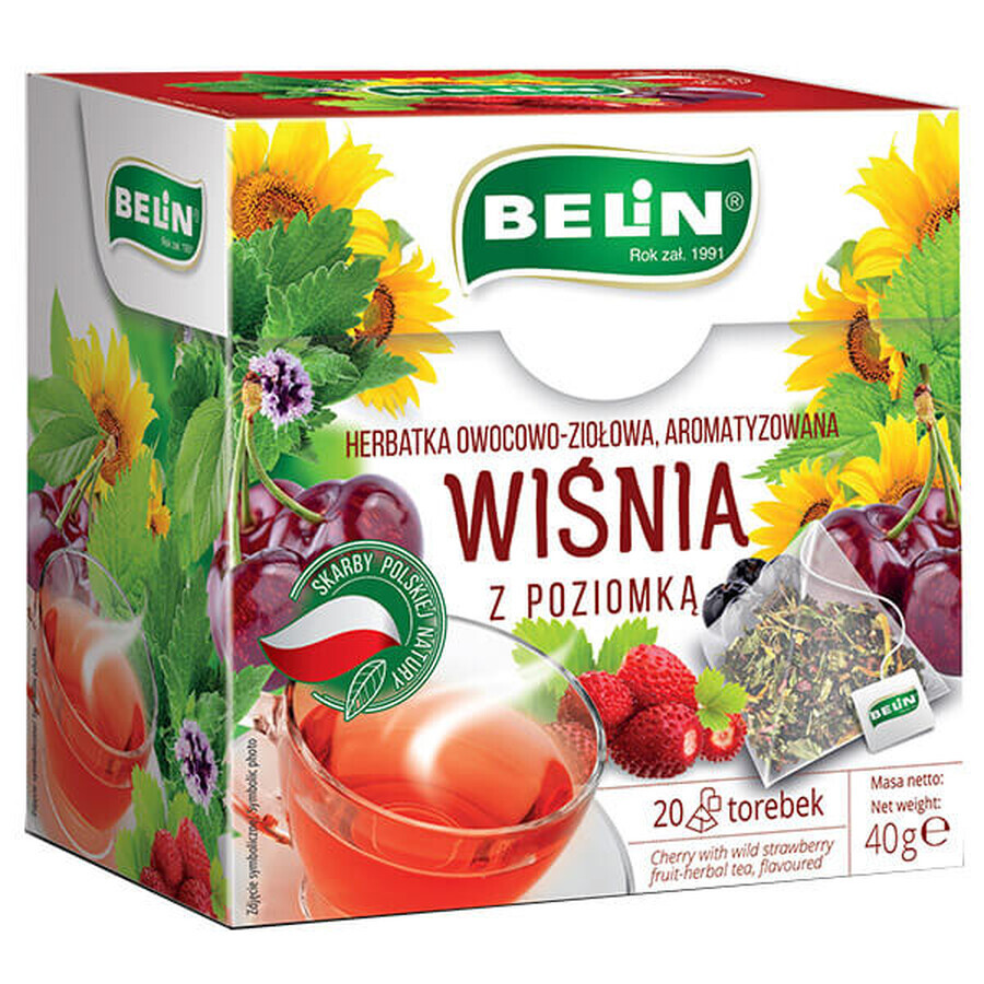 Belin Kers met aardbei, fruit- en kruidenthee, gearomatiseerd, 2 g x 20 builtjes