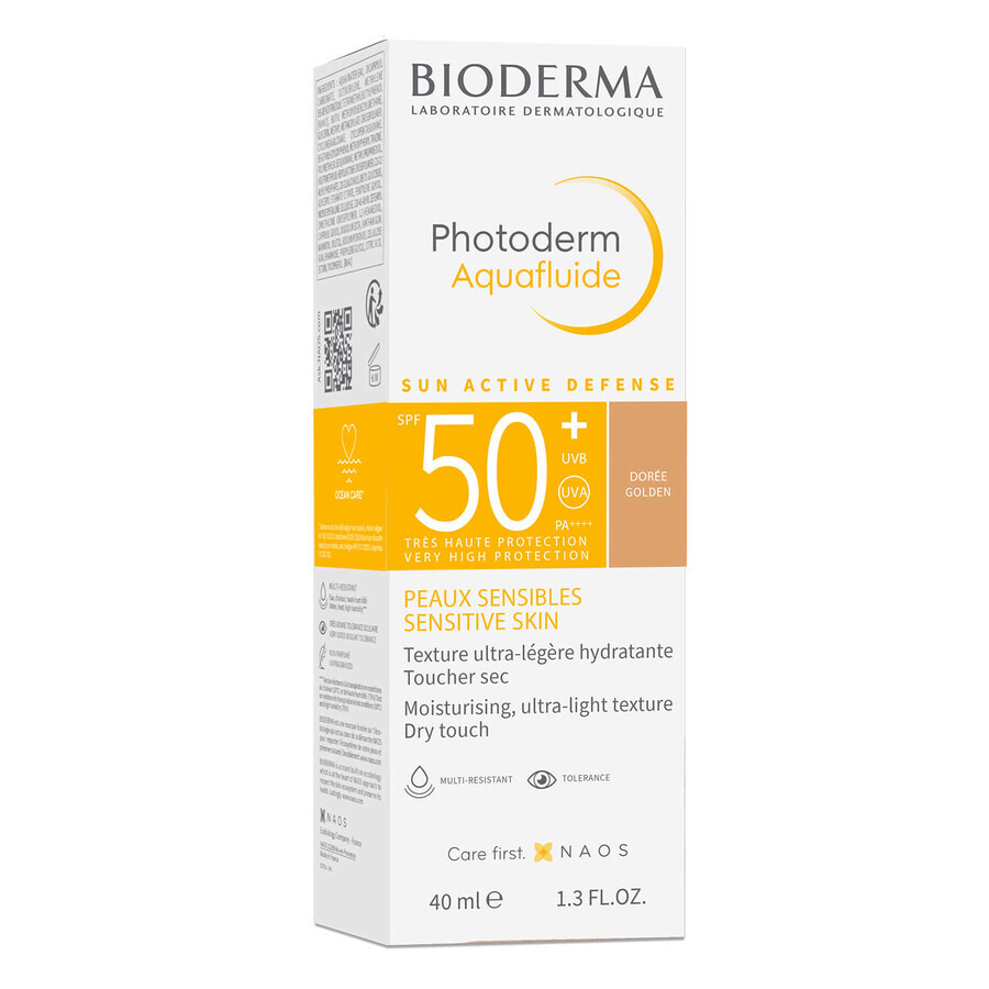 Bioderma Photoderm Aquafluide, ultralichte fluid voor gevoelige huid, donkere tint, SPF 50+, 40 ml