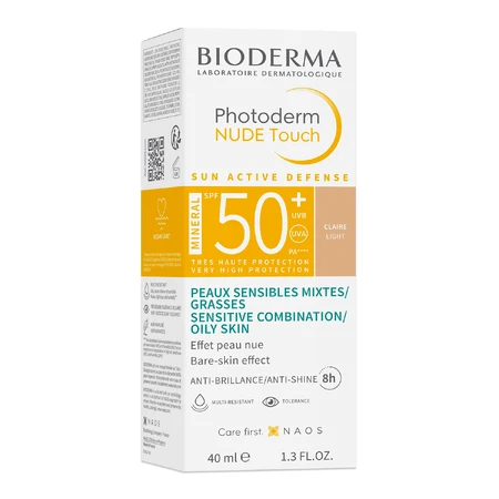 Bioderma Photoderm Nude Touch, minerale foundation met nude-effect, lichte tint, SPF 50+, 40 ml