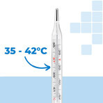 Haxe, glazen thermometer, kwikvrij