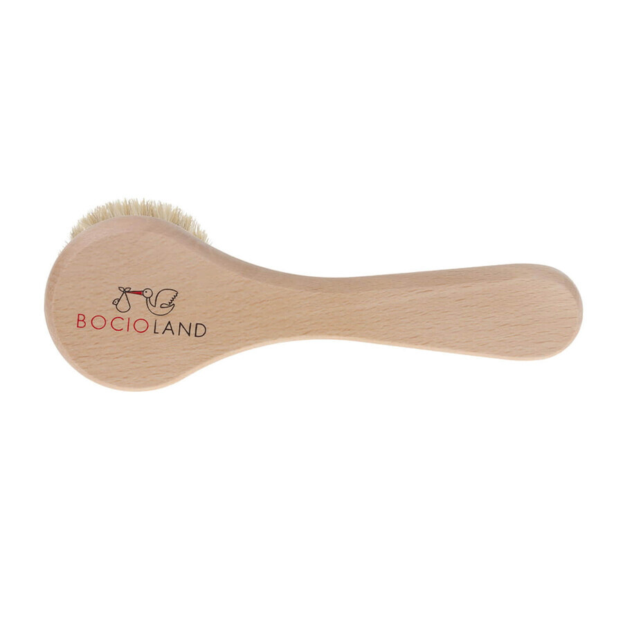 Bocioland, wooden hair brush, made of natural bristles, round, 1 pc