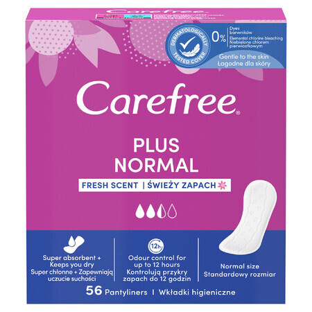 Carefree Plus Normal, sanitary pads, fresh scent/fresh scent, 56 pcs