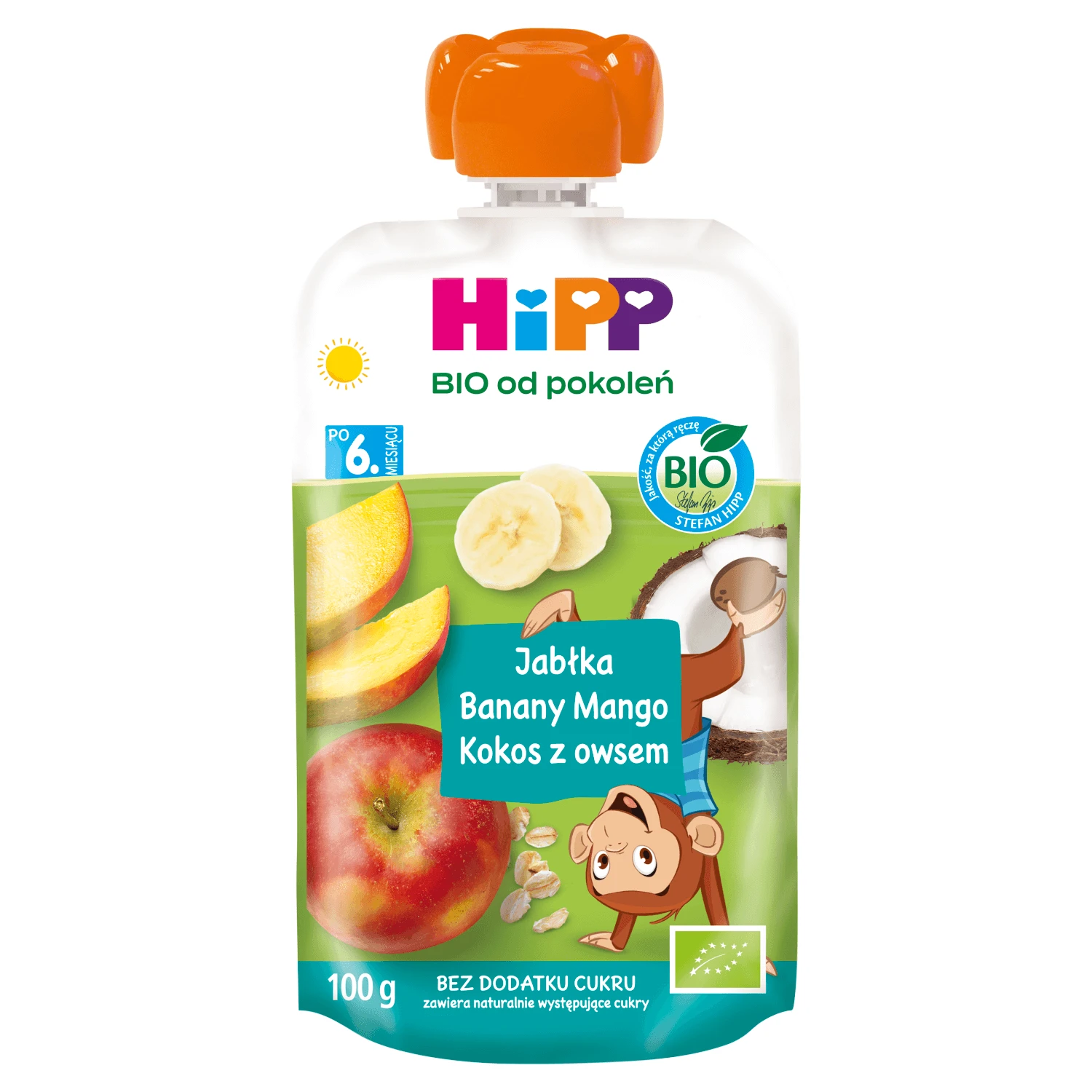 HiPP Fruit en Granen Bio, appel, banaan, mango en kokosnoot, na 6 maanden, 100 g