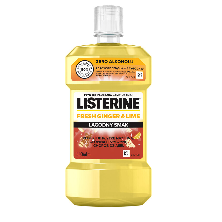 Listerine Fresh Ginger &amp; Lime, mondwater, milde smaak, alcoholvrij, 500 ml