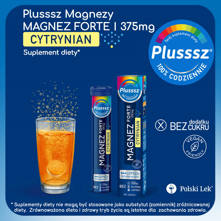 Plusssz Magnesio Forte Citrato, gusto arancia-maracuja, 24 compresse effervescenti