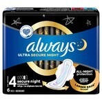 Always Ultra Secure Night Sanitary Napkins with Wings, Size 4, 6 pcs