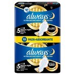 Always Ultra Secure Night Sanitary Napkins with Wings, Size 5, Extra, 10 Count