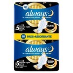 Always Ultra Secure Night Sanitary Napkins with Wings, Size 5, Extra, 10 Count