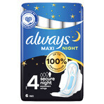 Always Secure Night, maandverband met vleugels, maat 4, Maxi, 6 stuks