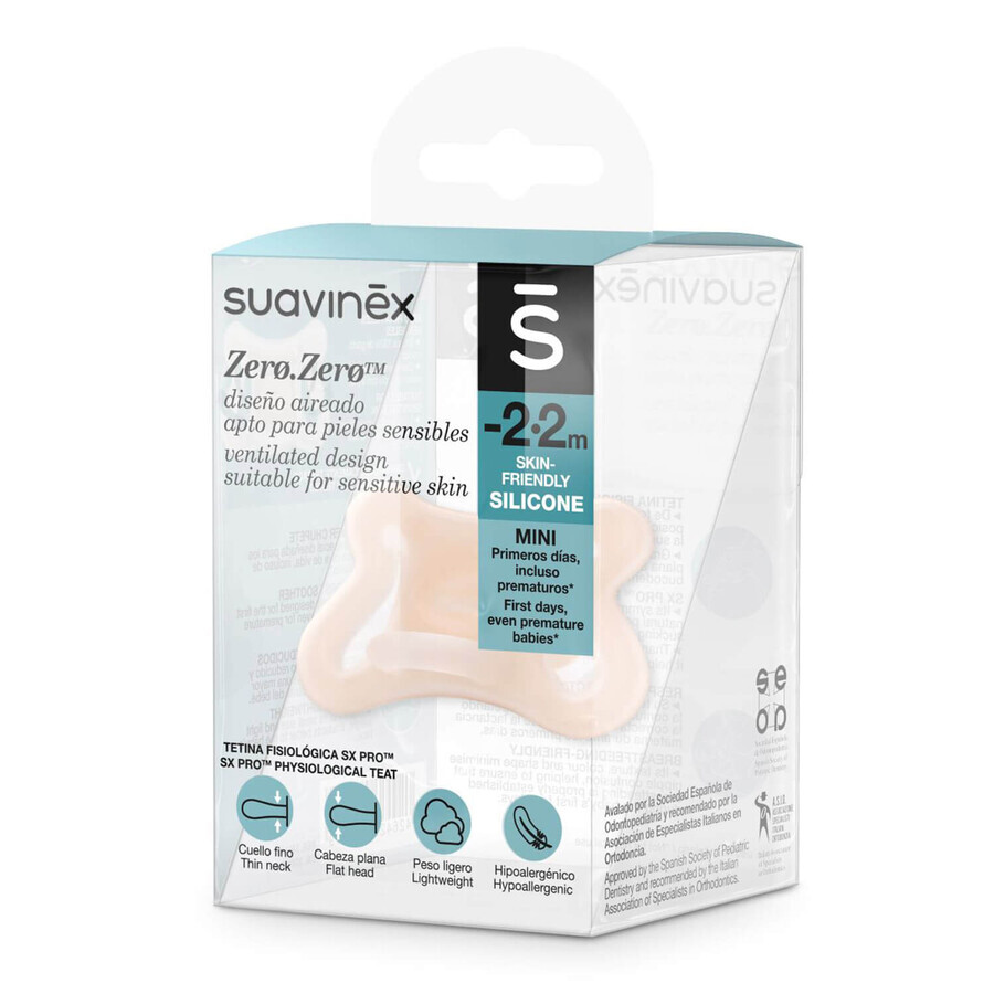 Suavinex SX Pro Zero, pacifier, silicone, physiological, for premature babies and newborns up to 2 months, 1 pc