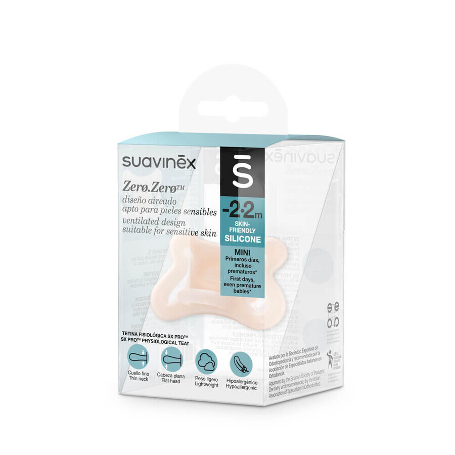 Suavinex SX Pro Zero, pacifier, silicone, physiological, for premature babies and newborns up to 2 months, 1 pc