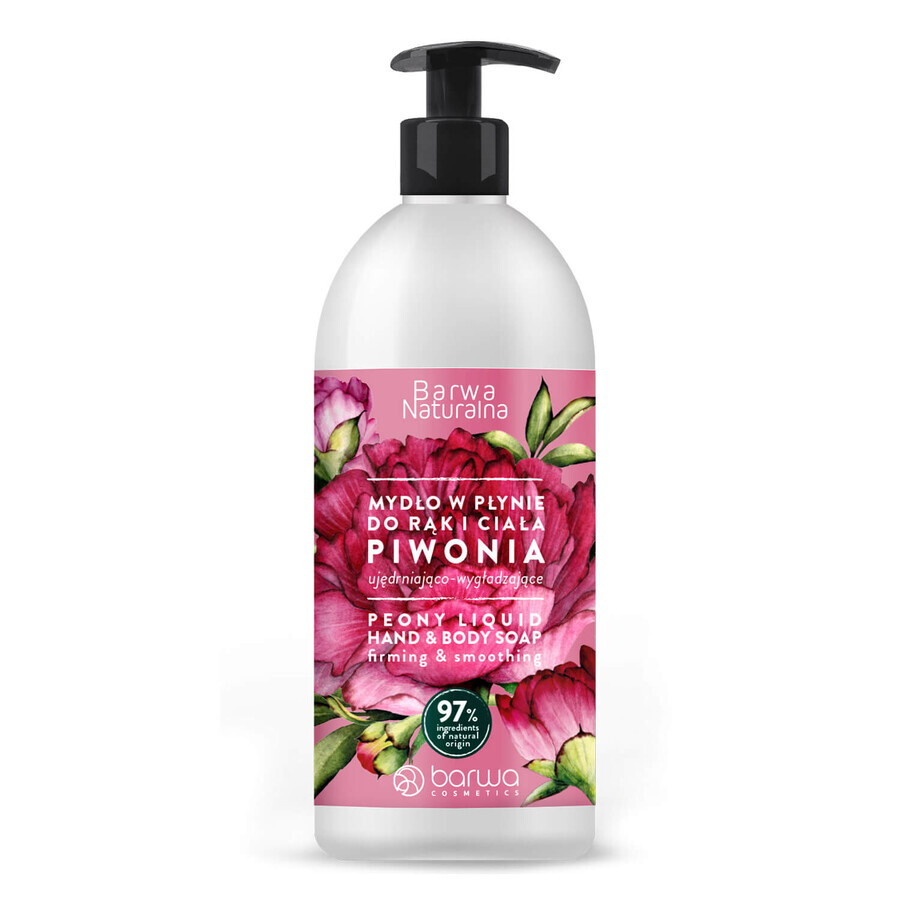 Barwa Natural, liquid hand and body soap with peony, 500 ml